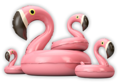 Wackelnde Pinke Badeflamingos