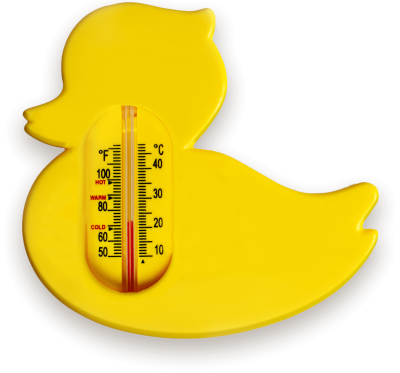 Wackelnde Gelbe Ente mit Thermometer